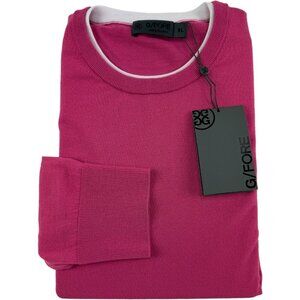 NWT‎ G/Fore Pink & White Wool Blend Long Sleeve Crewneck Sweater Mens Size XL